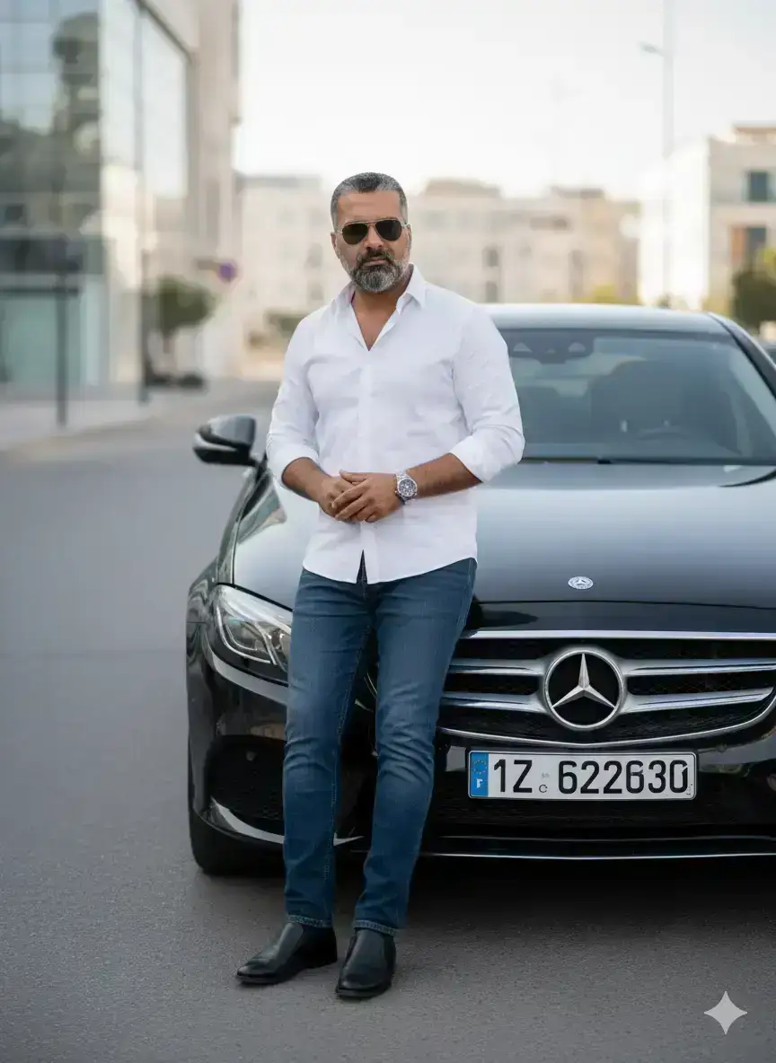 Man Posing With Mercedes-Benz