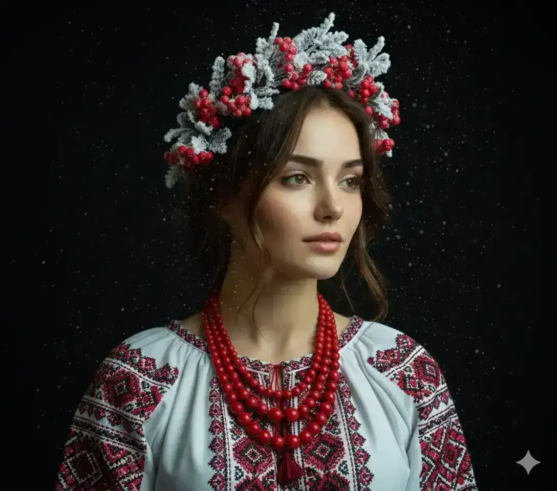 young Ukrainian woman wearing a traditional vyshyvanka 