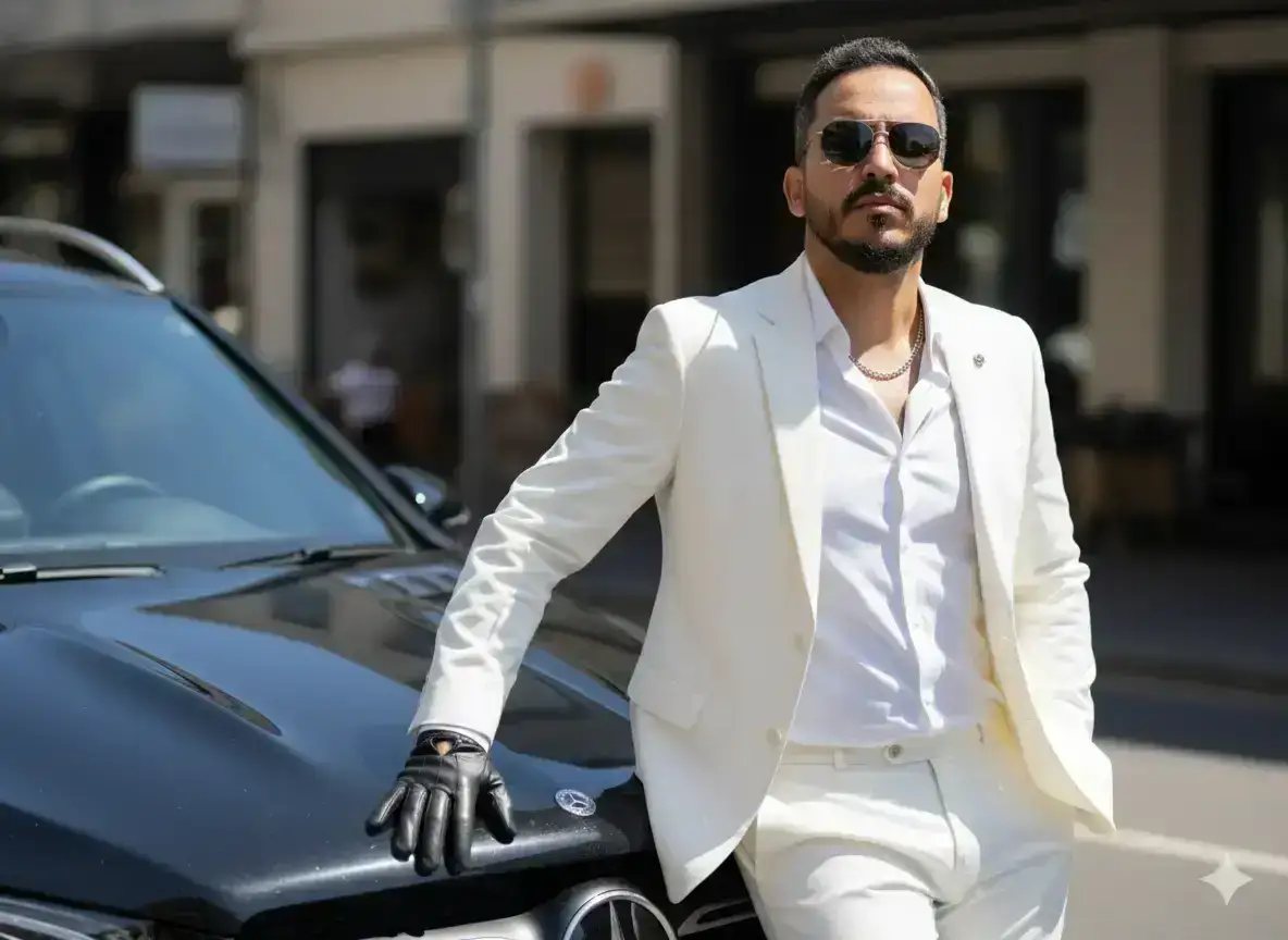 Stylish Man Poses With Mercedes