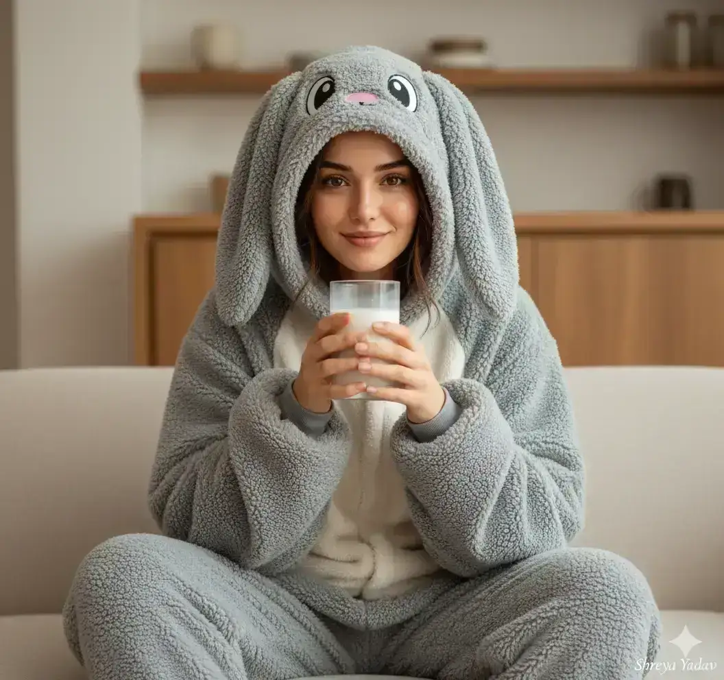 Realistic Portrait in Bunny Onesie