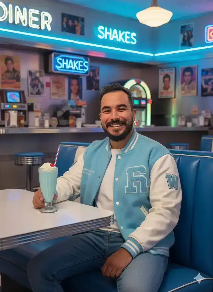 Youth in 80s Retro Diner