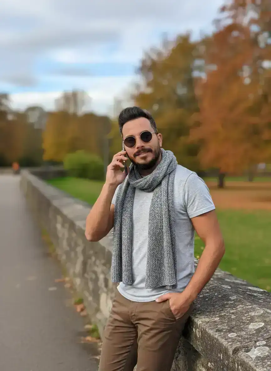 Man with stylish dark pompadour hair