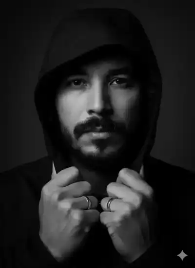 Mysterious Man in Black and White