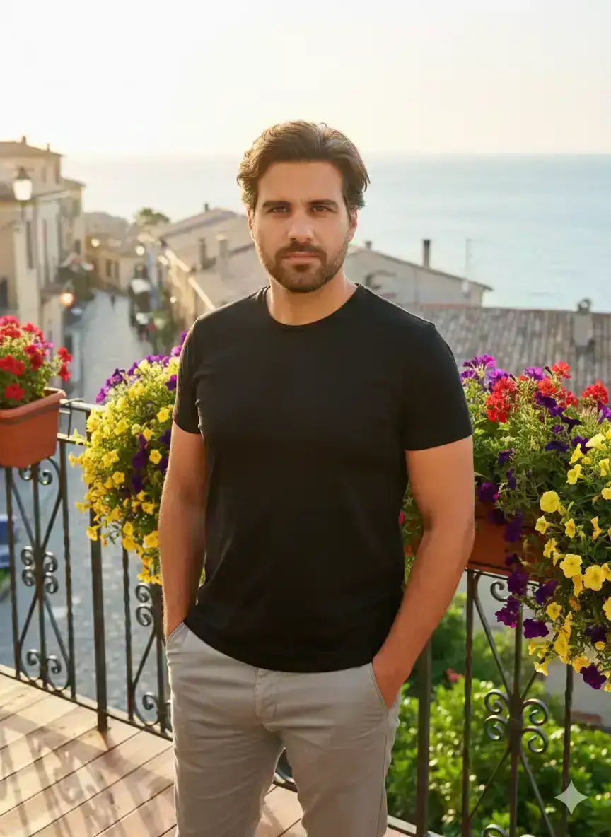 Man with medium-length tousled brown hair