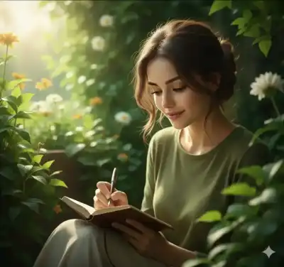 Woman Writing in Nature's Calm