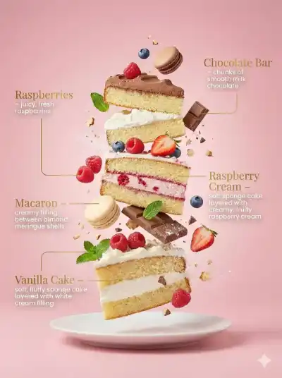 Floating Layers: A Hyper-Realistic Cake Anatomy in Cinematic 8K