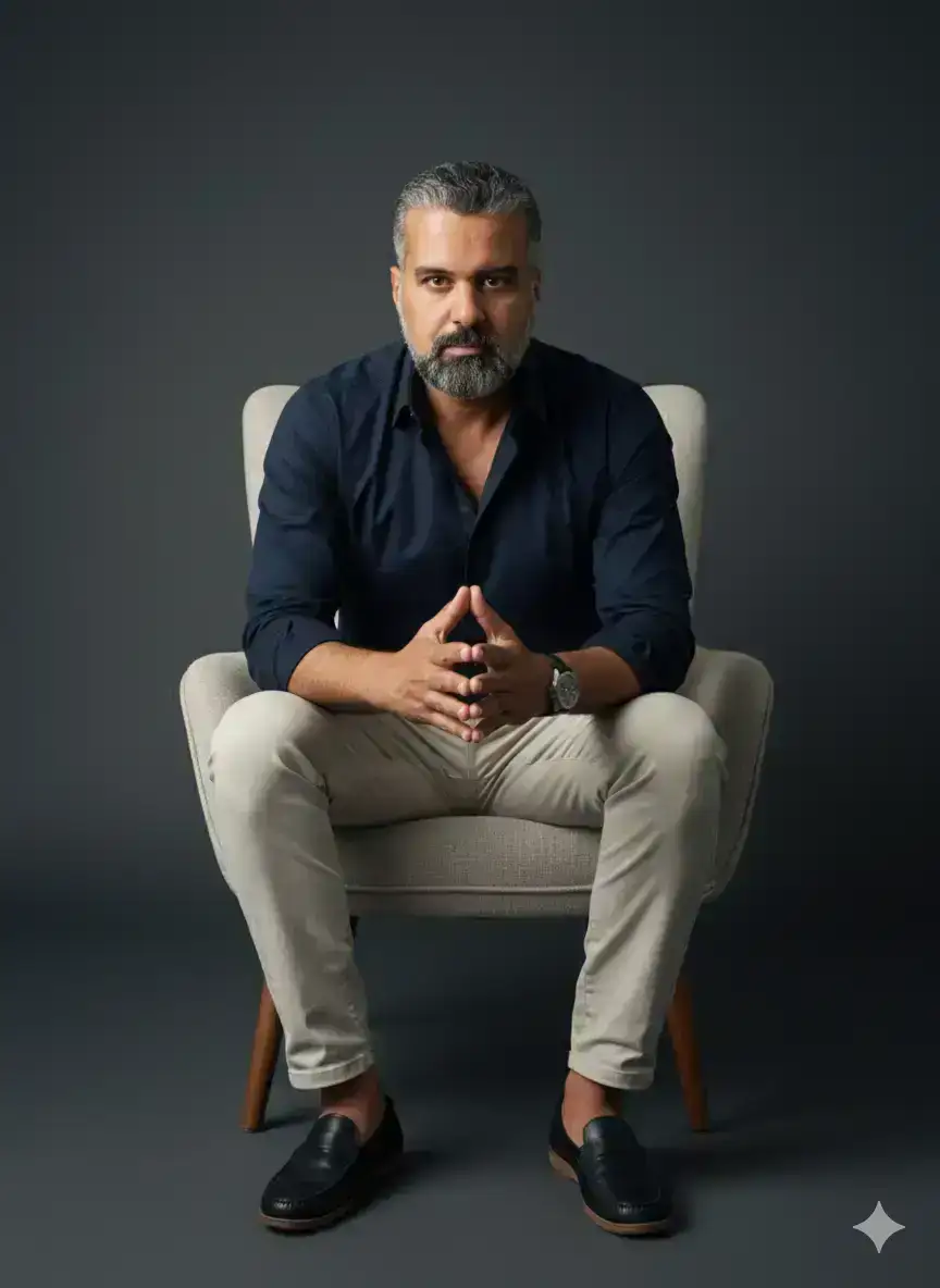 Portrait of a Man in a Cinematic Studio