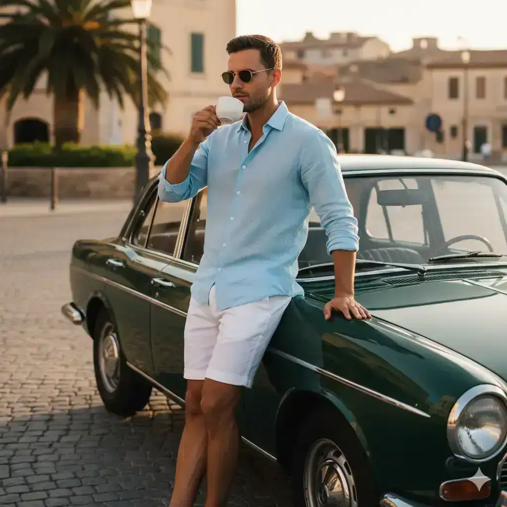 Man With Classic Car Photo