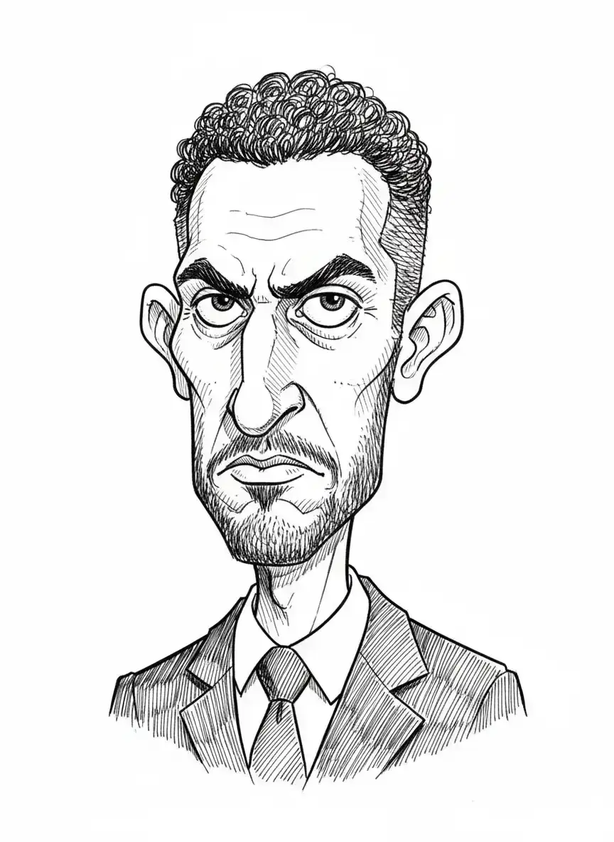 hand-drawn editorial political-cartoon caricature
