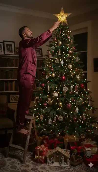 Christmas Tree Decorating Scene