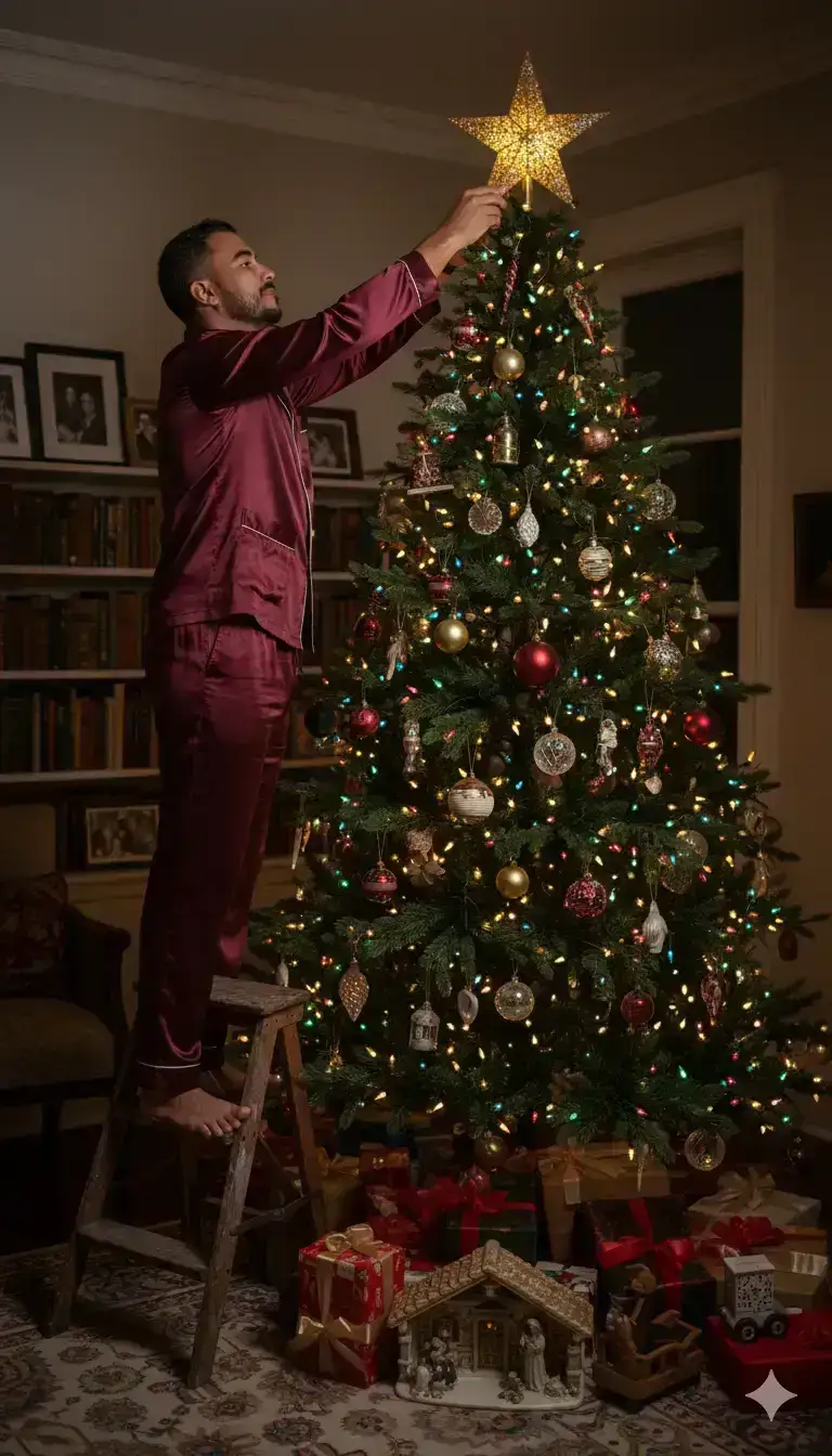 Christmas Tree Decorating Scene