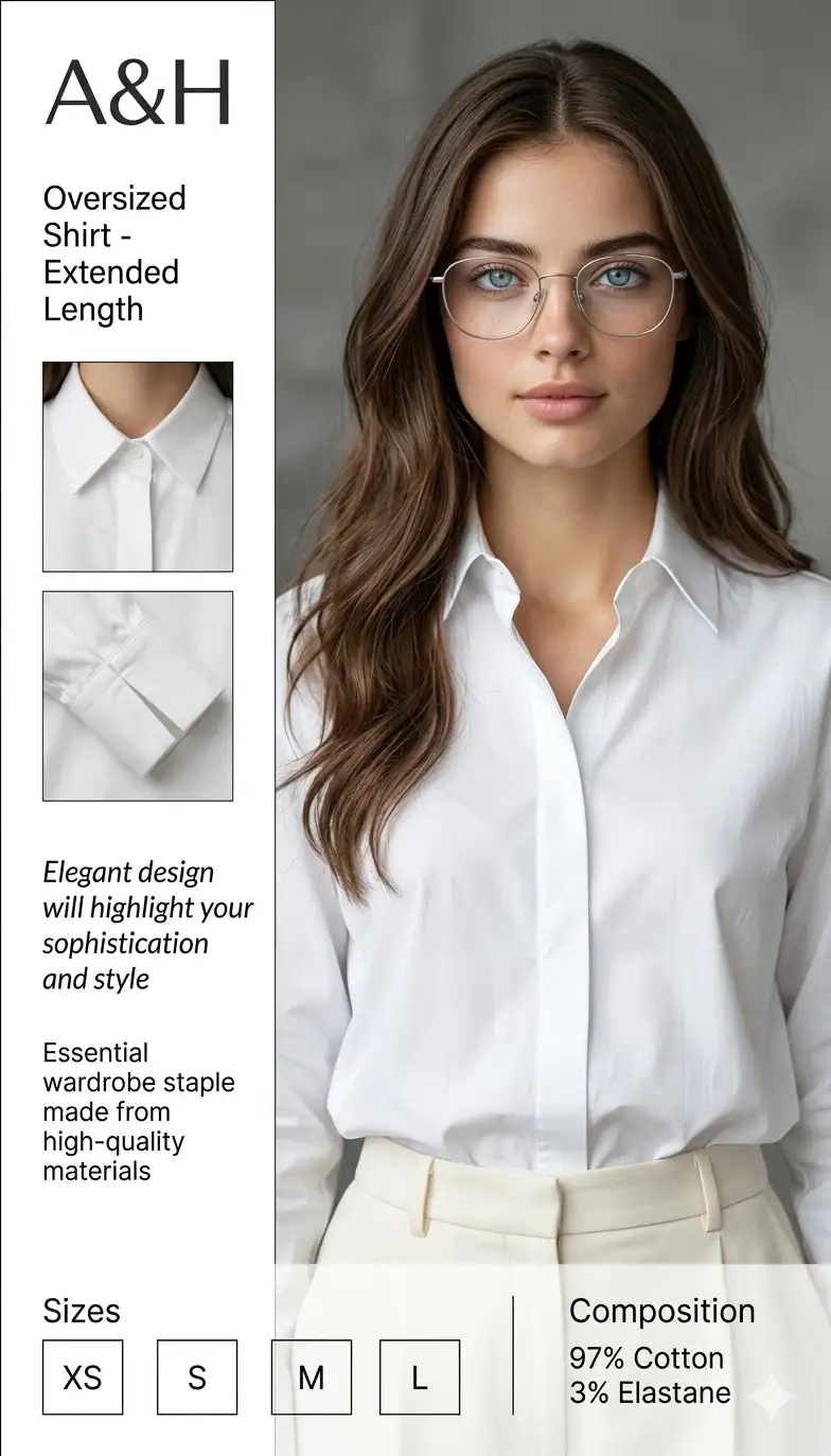 A professional fashion e-commerce infographic for the brand "A&H".