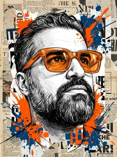 Match facial structure, skin tone, beard density, hair texture, and proportions exactly. Do not copy lighting, pose, glasses